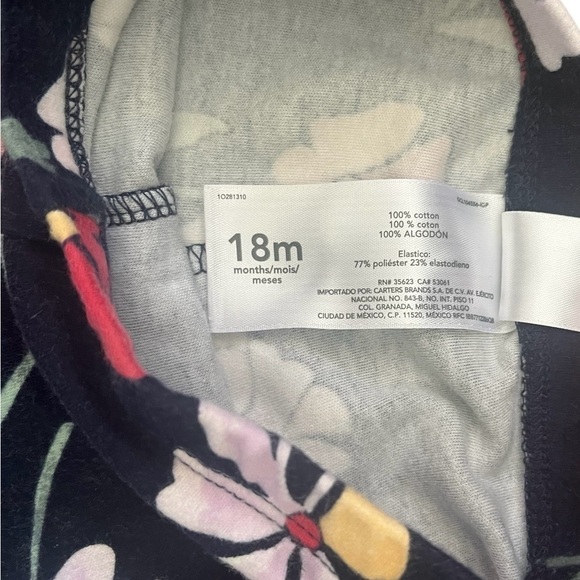 Carter’s pull-on leggings floral print black cotton Girls 18 Months - Picture 7 of 7